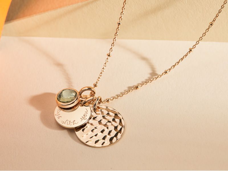 Product image showing Hammered Double Disc & Birthstone
